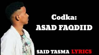 ASAD FAQDIID HEES ANAAD IGU DHEX NOSHAHAYLYRICS 2019 [upl. by Stasny]