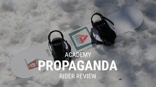 Academy Propaganda 2019 Snowboard Rider Review  Tacticscom [upl. by Inahpets]