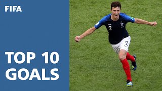 TOP 10 GOALS  2018 FIFA World Cup Russia [upl. by Kciredor]