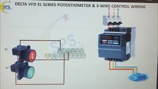 Delta VFD Potentiometer amp 3wire control wiring vfd wiring viralvideo electricial [upl. by Eillac]