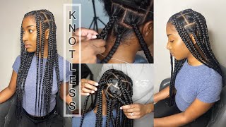 HOW TO DO SUPER EASY FLAT JUMBO KNOTLESS BOX BRAIDS DETAILED [upl. by Malan]