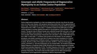 Genotypic and Allelic Frequencies of Degenerative Myelopathy in an Italian Canine Population [upl. by Bjork305]