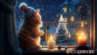 Waiting for Santa 🎅 Vintage Christmas Oldies playing in another room Crackling fire amp purring ASMR [upl. by Akinit]