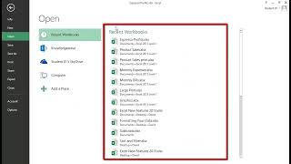 How to Open Excel Files Quickly  Open Menu Tutorial Excel 2013 [upl. by Iramaj642]