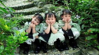 the cutest Chinese triplets new challenge🥰 who would share [upl. by Sang]