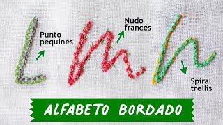 🧵 3 Puntadas para Bordar LETRAS a Mano L M N 🧵 Alfabeto Bordado A Mano [upl. by Adnert]