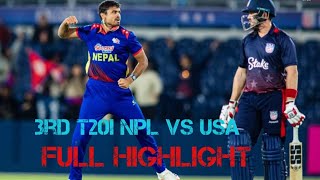 NPLvsUSA 3rd T20I Full highlight matchDeepenraj siwakotiNepal cricket lover [upl. by Esertak]