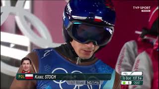 Kamil Stoch IO Pjongczang 2018 2 seria konkurs drużynowy [upl. by Nichani574]