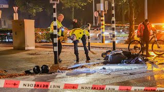 Twee zwaargewonden na ongeval tussen scooter en bestelbus Gruttostraat Rotterdam [upl. by Enos]