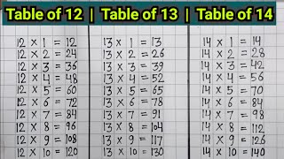 Learn Multiplication Table of 12  13  14  Table of 12  Table of 13  Table of 14  12  Table [upl. by Sinnoda]