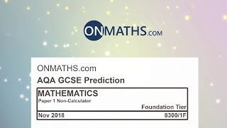 2018 November AQA Foundation Paper 1 Maths GCSE Predicted Paper Non Calculator Exam 83001F Nov 2018 [upl. by Elohcin481]