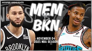 Memphis Grizzlies vs Brooklyn Nets Full Game Highlights  Nov 4  2025 NBA Season [upl. by Rammaj515]