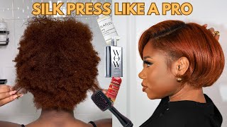 How To Silk Press Like A Pro On Short Natural Hair Without Frizzing Wash Day  Chev B [upl. by Eneles]