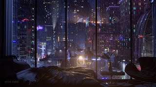 Spend The Night In This Futuristic Apartment  Tokyo CyberPunk City Ambience  Rain On Window [upl. by Ardnoel]