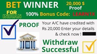 Betwinner withdrawal only for indian proof  Betwinner withdraw to bank account  Betwinner in 2022 [upl. by Hackathorn200]