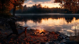 Relaxing by the autumn lake with a campfire ASMR 🔥 [upl. by Nwahsyd]