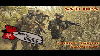 Airsoft OP Broken Arrow Cousins Airsoft LI  SVD HPA sniper gameplay [upl. by Edurtreg]