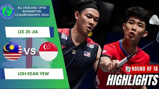 Lee Zii Jia MAS vs Loh Kean Yew SGP  R16  All England Open 2024 [upl. by Kaiser]