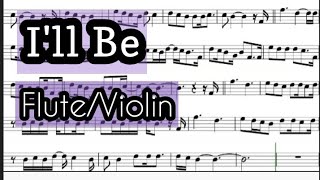 Ill Be I Violin or Flute Sheet Music Backing Track Play Along Partitura Edwin McCain [upl. by Akessej]