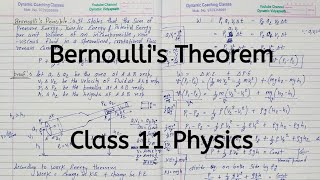 Bernoullis Theorem  Chapter 9  Mechanical Properties of Fluids  Class 11 Physics [upl. by Nelsen]