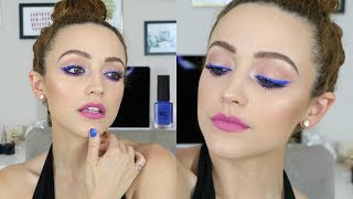 Easy Colorful Makeup Tutorial  Summer Blue amp Bright Lips [upl. by Darelle]