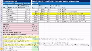 Excel 2010 Business Math 56 Federal Income Tax Deduction Percentage Method [upl. by Bak839]