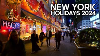 4k NEW YORK Christmas Walk 🎄 Macys Holiday Windows and Christmas Village in Bryant Park [upl. by Leaffar]