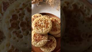 🫓Sourdough Crumpets🫓 recipe in description shorts bread recipe sourdough crumpets [upl. by Elleinod668]