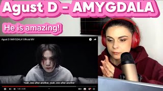 First time reacting to Agust D  AMYGDALA BTS HYBELABELS [upl. by Ennairek]