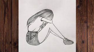 Sad Girl Drawing Step By StepHow to draw girl sadPencil Sketch [upl. by Albers]