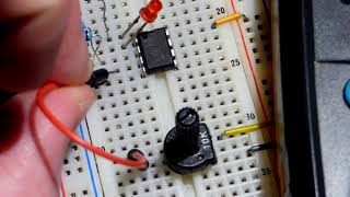 LM358 low voltage single supply op amp non inverting comparator circuit with LED load [upl. by Bilski934]