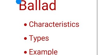 Ballad characteristics types examples in history of English Literature [upl. by Nove]