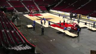 Watch Moda Center transform from basketball court to hockey rink timelapse video [upl. by Allx]