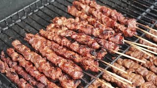 How to make Sach Ko Jakak Cambodian Beef Sticks Kabobs ដំបងសាច់គោនៅកម្ពុជា [upl. by Hengel]