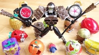 アームズ着せ替え！仮面ライダー黒影に似合うのはどれだ！？ロックビークルも！AC09 アームズチェンジシリーズ レビュー！鎧武ガイム マツボックリアームズ [upl. by Danica]