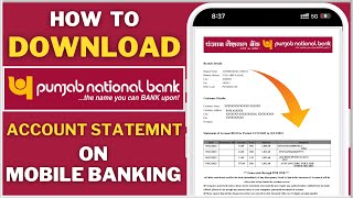 How To Download PNB Account Statement PDF on Mobile Banking  Get Punjab National Bank Statement [upl. by Lorenz]