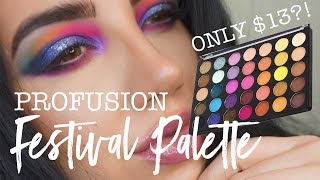 PROFUSION Festival Palette Review  Tutorial  Neon Makeup Tutorial [upl. by Merkley]