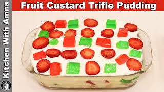 Fruit Custard Trifle Pudding  Custard Trifle Pudding Recipe  Kitchen With Amna [upl. by Aileme]