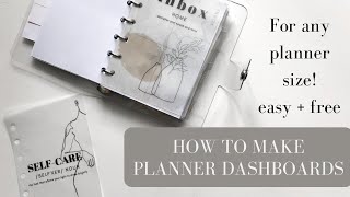 PLANNER DASHBOARD DIY  How to make your own planner dashboard inserts  Easy planner Canva tutorial [upl. by Intyrb418]