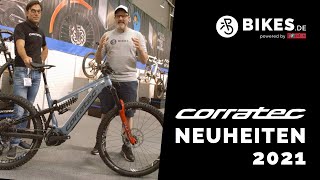 Corratec Neuheiten 2021  EPower 180 Enduro EMTB Revo BOW Hardtail Life CX6 Trekking EBike [upl. by Nylidam]