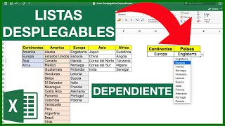 LISTAS DESPLEGABLES DEPENDIENTES DE UNA CELDA EN EXCEL 2016 E15 [upl. by Aicina521]