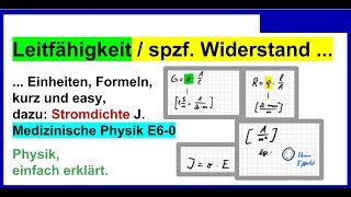 Elektrische Leitfähigkeit  spezifischer Widerstand Stromdichte Einheiten Formeln kurz und easy [upl. by Dnaloy499]