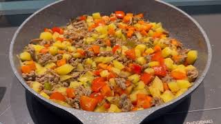 Simple Recipe stir fried minced pork with potatoes and carrots asmr foodvlog cooking asmrvideo [upl. by Nalat]