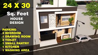 24X30 Feet House Plan 80 Gaj  Small House Design 3BHK with Parking  DV Studio [upl. by Brecher172]