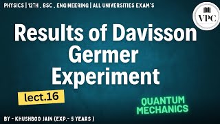 Results of Davisson Germer Experiment  lect16  quantum and spectroscopy bsc 12th [upl. by Orag]