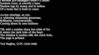 Ted Hughes  The ThoughtFox from The Hawk in the Rain 1957 [upl. by Susy]