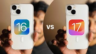 iOS 16 vs iOS 17 on iPhone 13  Full Comparison  Battery  Performance [upl. by Annayram25]