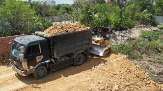 Just New Project Use Dozer D31P KOMATSU Landfill up Process Fill the soil Road amp Dump Truck 5Ton [upl. by Fiorenze]