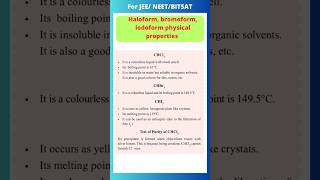 Chloroform bromoform and Iodoform  physical properties  test for chloroform [upl. by Talie139]