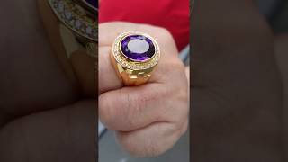 Huge Natural Amethyst Gold Bishop Ring [upl. by Ynohtnaluap]